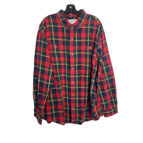 Duluth Trading Co. Men's Red Plaid Free Swingin' Flannel Relaxed Fit Shirt Size - Picture 1 of 3